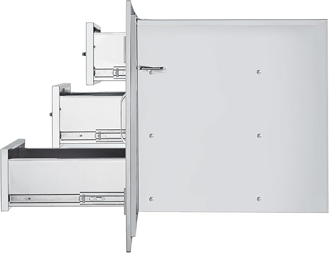 Vevor Outdoor Kitchen Door Drawer Combo 38.1''W x 22.6''H x 20.8''D, BBQ Access Door/Triple Drawers Combo with Stainless Steel Handles, Perfect for BBQ Island Patio Grill Station