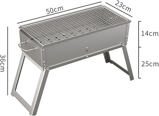 Charcoal BBQ Grill, Foldable Portable Tabletop Barbeque, Barbecue for Camping Hiking Garden Party Festivals Picnic,50x23cm