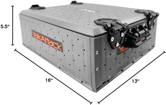 YakAttack ShortStak Solo Storage Box - Size & Color Options | Standalone Low-Profile Crate with Lid, Hinges & Latches | GridLoc Mounting Panels | Slider Feet for Under-Seat Use | Made in USA