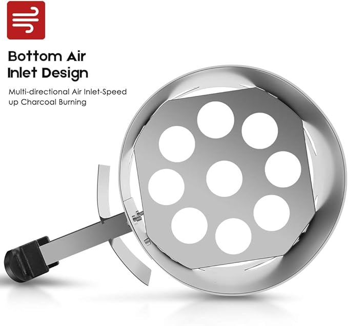 18 Inch Charcoal Grill+ BBQ Charcoal Chimney Starter 11"X7" Heavy Duty for Charcoal Grills