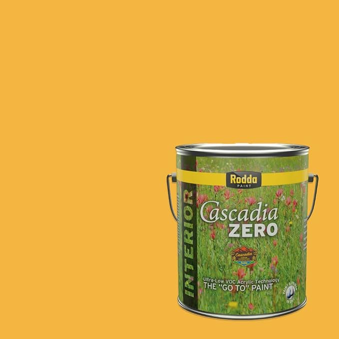 Rodda Paint CASCADIA ZERO Interior Flat Paint & Primer in One, 1-Gallon, Lemon Dream