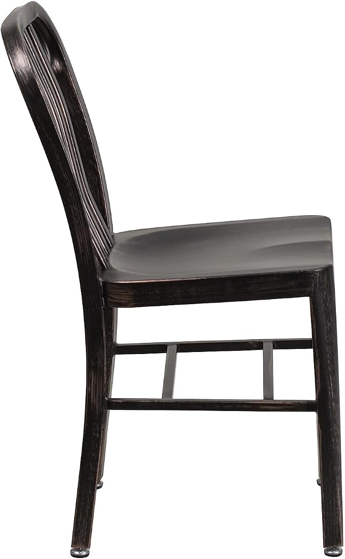 Flash Furniture Commercial Grade Black-Antique Gold Metal Indoor-Outdoor Chair