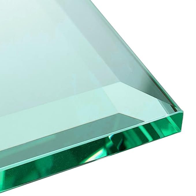 Clear Tempered Glass Table Top 16 Inch Square Beveled Edge with 1/2 Inch Thickness for Dining, Coffee or Side Tables by Fab Glass and Mirror