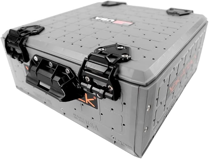 YakAttack ShortStak Solo Storage Box - Size & Color Options | Standalone Low-Profile Crate with Lid, Hinges & Latches | GridLoc Mounting Panels | Slider Feet for Under-Seat Use | Made in USA