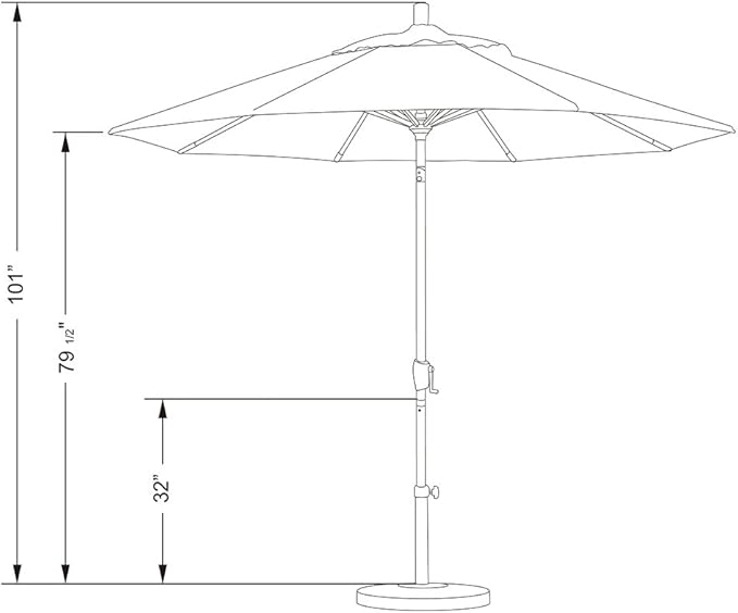California Umbrella GSPT908302-5408 9' Round Aluminum Market, Crank Lift, Push Button Tilt, Black Pole, Sunbrella Patio Umbrella, 9-Feet