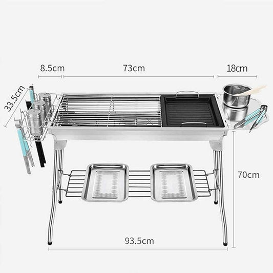 Portable Charcoal Grill for Camping BBQ Grills Outdoor Barbecue Grill with Thick Stainless Steel, Folding Picnic Shelf for Home Kitchen Picnic,A-1