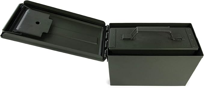 GUGULUZA Metal Ammo Can 30 50 Cal, Waterproof Airtight Ammo Containers Case | Heavy-Duty Ammunition Storage Case Military Container, Lockable Box w/Flip Top for Long-Term Storage Bullet, 30Cal and 50 Cal