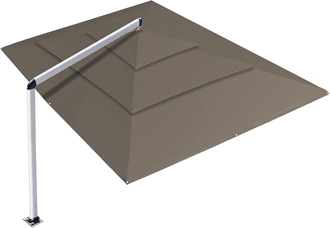 EliteShade USA Atlas 3-Tier 10x13FT Full Aluminum Cantilever Patio Umbrella for Outdoor Restaurant Garden Courtyard Deck Pool and Marketing with Light (No battery), Taupe