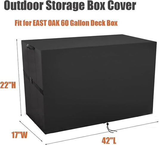 Deck Box Cover for EAST OAK 60 Gallon Outdoor Storage Box | Waterproof Resin Storage Bin Cover Deck Box Covers - 42"L x 17"W x 22"H