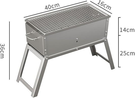 Charcoal BBQ Grill, Foldable Portable Tabletop Barbeque, Barbecue for Camping Hiking Garden Party Festivals Picnic,40x16cm