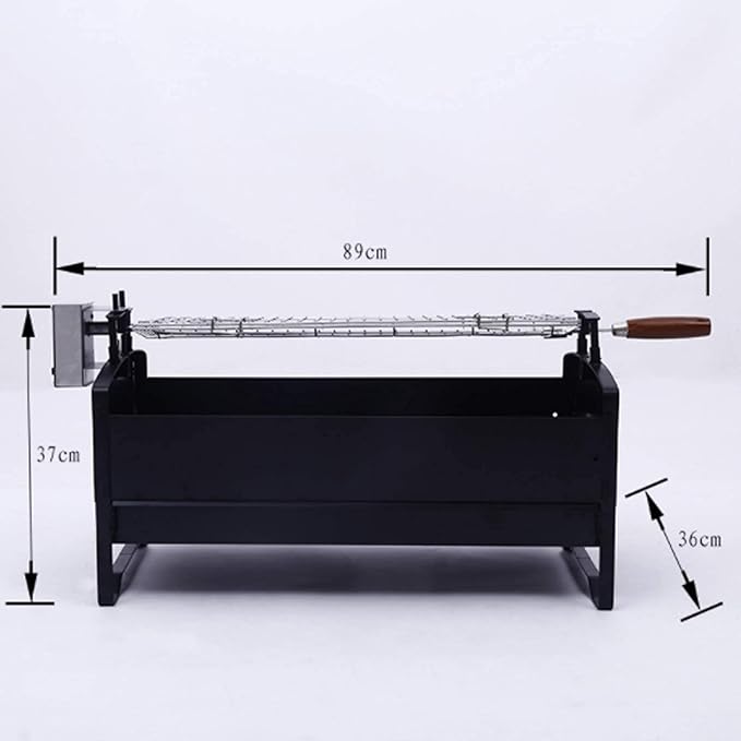 Portable Charcoal Grill for Camping BBQ, Outdoor Barbecue Grill with Electric Motor Roast, Easy Clean Stainless Steel BBQ Grill for Picnic Patio Party,A-1