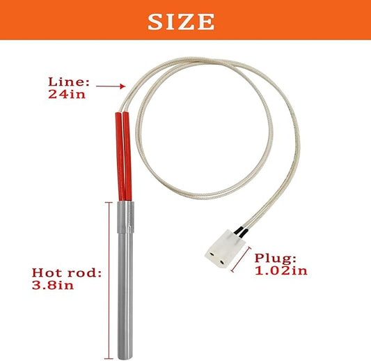 Replacement Hot Rod Ignitor Kit for Traeger Wood Pellet Grills,with 2 Sets of Hot Rod Igniter, 2 Fuses