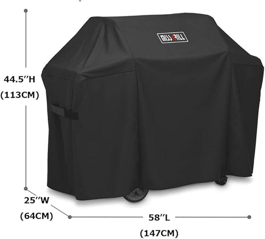 MissGrill 7130 Grill Cover Fits Weber Genesis II 3 Burner Grill and Genesis 300 Series Grills (Compared to 7130),58 x 44.5-Inch Heavy Duty Waterproof & Weather Resistant Outdoor Barbeque Grill Cover