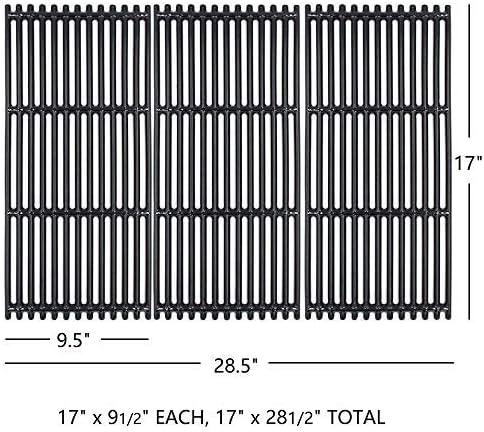 Hongso 17 inch Porcelain Coated Cast Iron Grates for Charbroil Commercial Tru Infrared 463242716, 466242715, 463242715, 466242815, G533-0009-W1, Lowe's 606682, Walmart 555179228, 3-Pk, PCB004