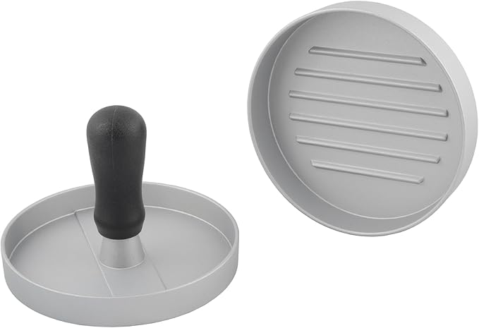 Aluminum Burger Press Patty Maker with 200 Non-Stick Papers - Commercial & Home Use, Hamburger Meat Press Tool, Dishwasher Safe (Silvery)