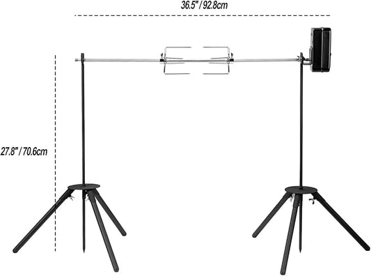 only fire Spit Rotisserie Outdoor Camp Grill with Support Legs for Outdoor Campfire Grilling - 35×5/16" Square Spit Rod
