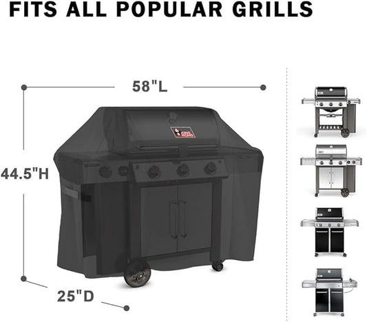 Kingkong Grill Cover 7130 Premium Outdoor Cover for Weber Genesis II 3 Burner & Genesis 300 Series Grill and Genesis II LX 300 Series Gas Grill Including Stainless Steel Meat Fork, Spatula and Tongs