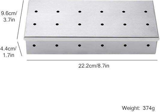 Smoker Box for BBQ Grilling Wood Chips, Stainless Steel Smoking Box Non-Warp for Barbecue, Best Grill Accessories for Charcoal Grill and Gas Grill with Large Capacity