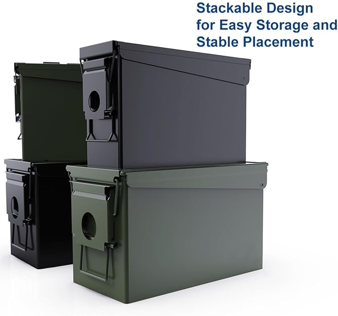 PATRON 30 & 50 Cal Ammo Can Metal Ammo Box Storage Crate Case for Shotgun Bullet Rifle Ammunition Waterproof (Black or Green)