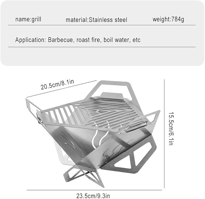 Mini Camp Grill, Portable Stainless Steel Camping Stove, Foldable Tabletop Grill BBQ for Outdoor Camping, Traveling, Picnic(Large)