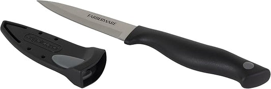 Farberware Edgekeeper 3.5-Inch Paring Knife with Self-Sharpening Blade Cover, High Carbon-Stainless Steel Kitchen Knife with Ergonomic Handle, Razor-Sharp Knife, Black (Pack of 12)