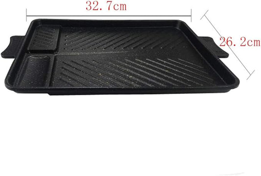 Korean-Style Non-Stick Smokeless Rectangular Grill Pan Baking Tray Barbecue Plate for Indoor Outdoor BBQ