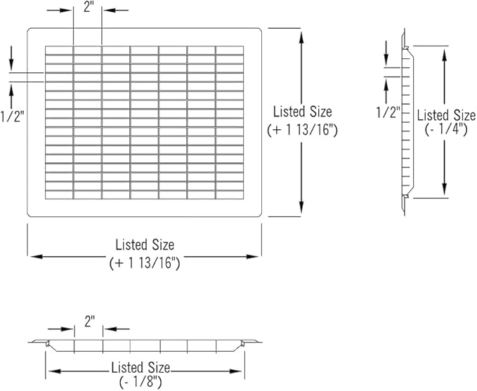Imperial RG1213 Heavy Gauge Floor Return Air Grille, 8 x 16-Inch, White, 1-Pack