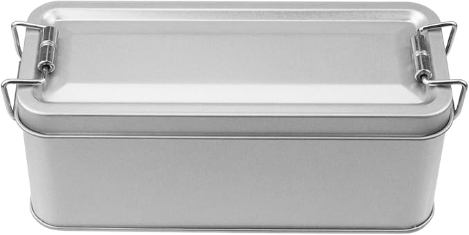 2 Pack Silver Tin Box Containers Metal Storage Box with Lids Rectangular Containers with Buckle Latch for Home Storage Outdoor Usage(5.91"×2.36"×2.56")