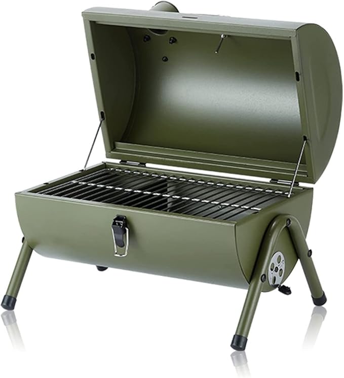 Portable Charcoal Grill for Camping BBQ Grills Outdoor Barbecue Grill with Full Tool Set, Small Field Charcoal Grills BBQ, Thickened Carbon Grill for Home Indoor Outdoor,A-Grn