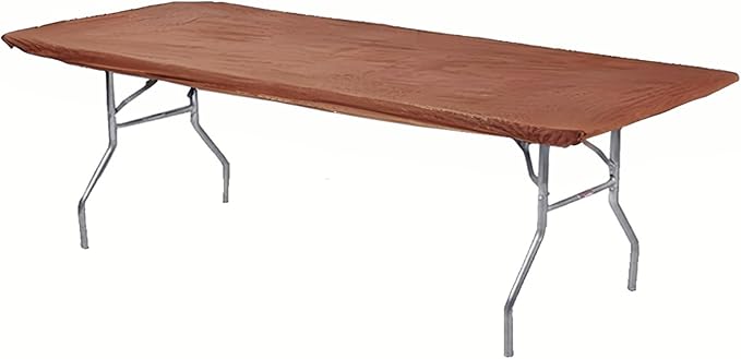 6' Rectangle Plastic Table Covers 30" x 72", Bundle of 5 (Brown)