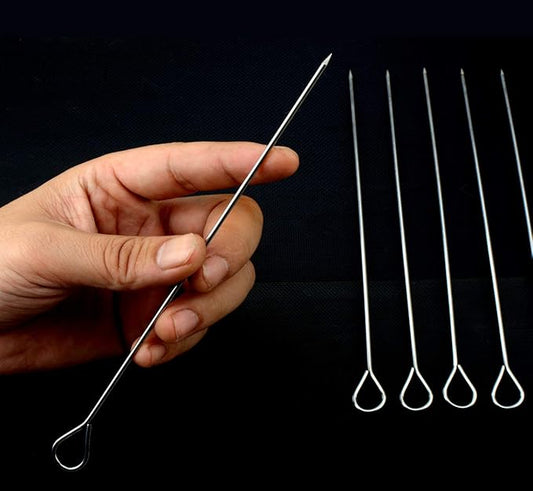 8 Inch Stainless Steel BBQ Skewers, Shish Kebab Kabob Skewers 12 pcs