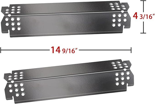 Hongso 14 9/16" Porcelain Steel Heat Plates Replacement Parts for Nexgrill, 720-0864, 720-0864M, 720-0830H Gas Grill and Other Grill Models,Heat Shield Tent, Burner Cover, Flame Tamer, PPC005 (2-Pack)