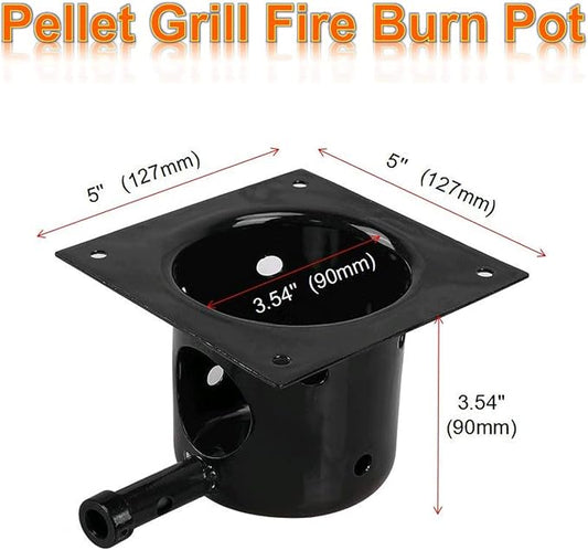 Heavy Duty Porcelain Enamel Fire Burn Pot Replacement Kit with Ignitor Rod and Ash Scraper, Fits Traeger (Except PTG) & Most Pit Boss Pellet Grills, Heavy-Duty 14-Gauge Steel, 200W/120V