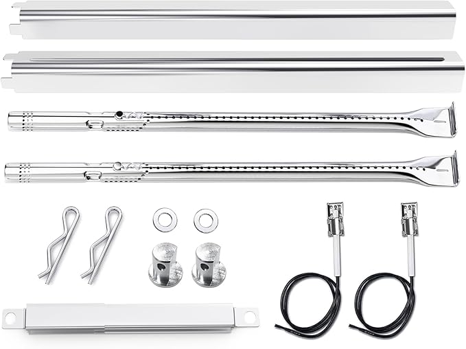 Uniflasy Grill Parts for Charbroil Performance 2-Burner 463630021 463655021 463655421 463655621,for Charbroil 4-Burner 463365021 463448021 Grill Burner Tube Heat Plates Shield Crossover Tube Igniter