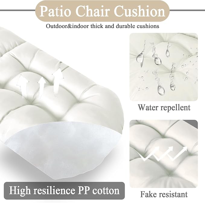 Adirondack Chair Cushion, Outdoor Patio Furniture Seat Pad, Waterproof | Waterproof cover with straps, PP cotton, high back thick seat pad for adirondack rocking chair indoor outdoor porch 44x19x4