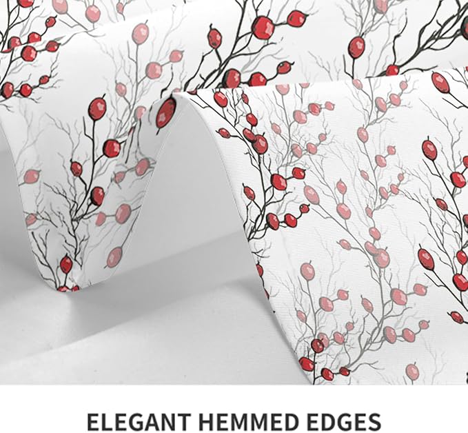 Decorative Rectangle Table Cloths Red Berries of Holly Without Leaf Tablecloth Table Cover for Dining/BBQ/Picnic/Coffee Table 52 X 70 Inches