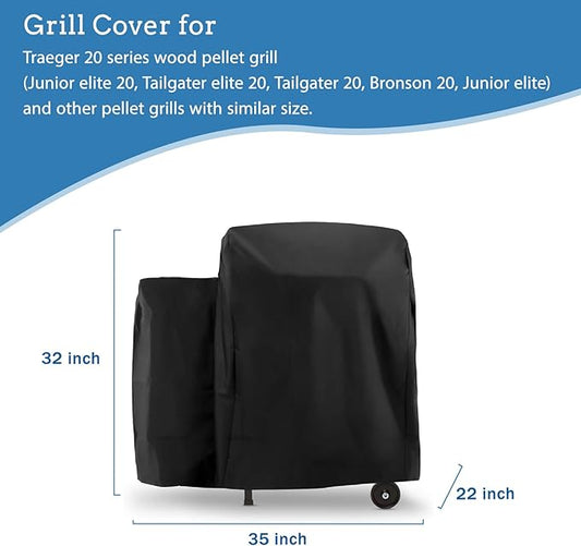 Grill Cover for Traeger Tailgater 20 Series Grills, Waterproof Grill Cover Accessories for Traeger 20, Junior, Tailgater and Recteq 340 Grills