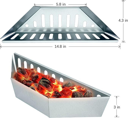 Originals Charcoal Basket Stainless Steel Char Holder, Compatible with Weber Grilling Accessories Charcoal Container Contoured Carbon Briquet Grilling Baskets(2 Pieces), silver