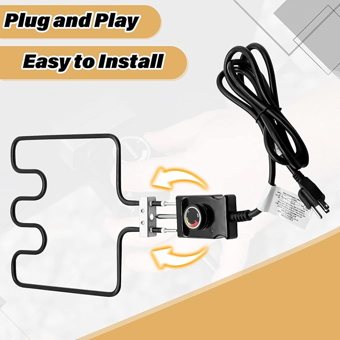 1500 Watt Heating Element Compatible with Masterbuilt Electric Smoker and Grill, with Adjustable Thermostat Cord Controller, Replacement Parts for Masterbuilt Smokers & Turkey Fryers