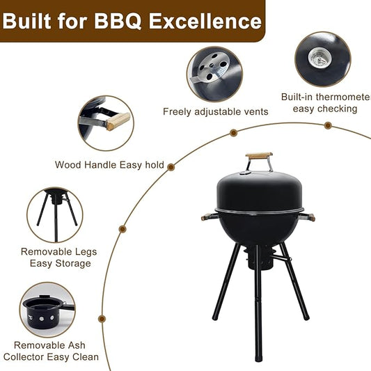 Portable Charcoal Grill with Removable Legs (17 Inch)