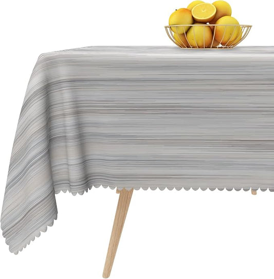Gray Striped Table Cloth for Square White Vintage Grain Retro Texture Washable Table Cover 60x60 Inch Polyester Stain Resistant Cloth Table Cover for Home Restaurant Picnic Camping BBQ