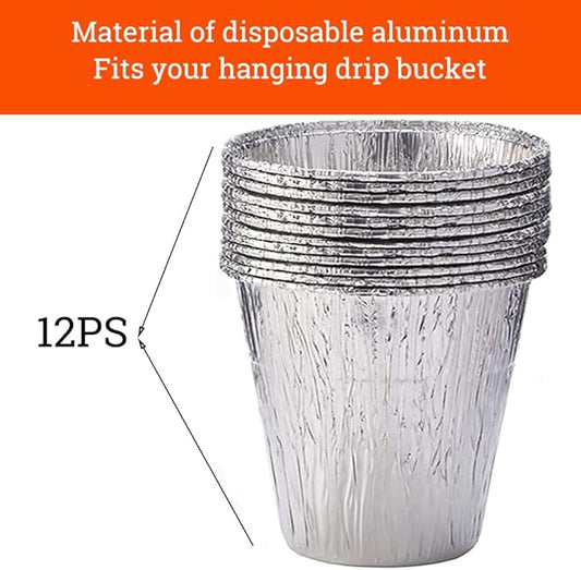 12 Pack Grease Bucket Liners with Pit Boss Grills 67292, Rec Tec Large Bucket, Z Grill Bucket, Drip Tray Liners for Traeger Timberline, Ironwood, Woodridge Pellet Grills and Flatrock 6.2”x 6.0”