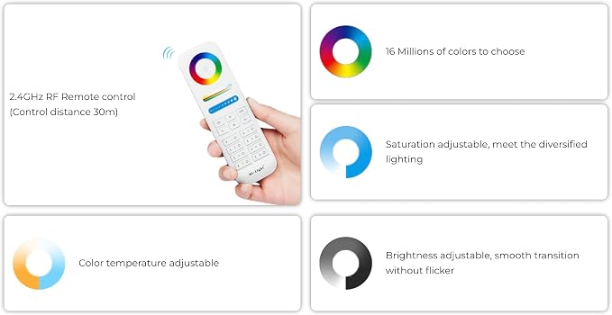 MiBOXER MG5-12N-ZL 6W/12W RGB+CCT Magnetic Grille Light Zigbee 3.0+2.4G, Smart Dimmable Full Color Tunable White 2700-6500K, Snap-in 48V Magnetic Track Rail Light, Alexa