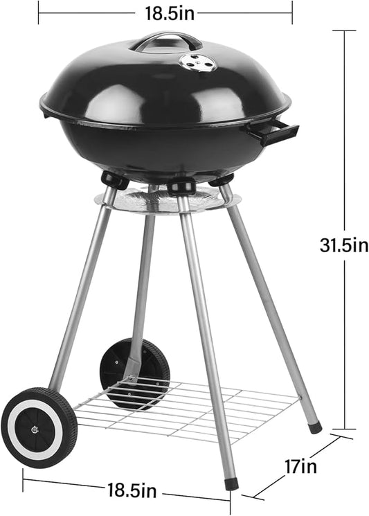 LEISURELIFE BBQ Grill with Wheels 18.5-Inch Portable Grills for Outdoor Patio Backyard Picnic Camping
