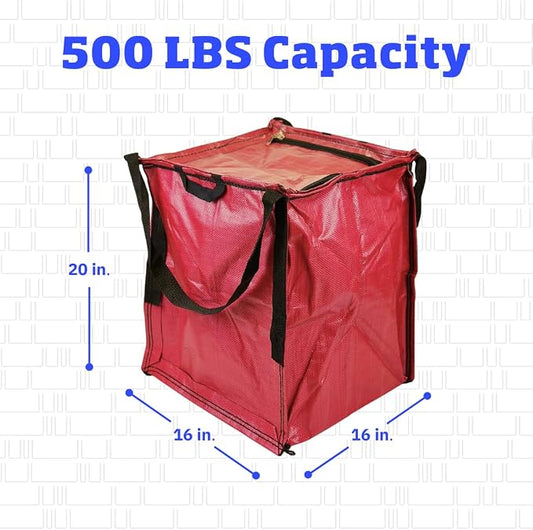 DURASACK 22-Gallon Zipper Top Heavy Duty Storage Tote Bags, 4-Pack, Red | Rugged Woven Polypropylene Moving Bag, Reusable Self-Standing Design, Holds up to 500 Pounds