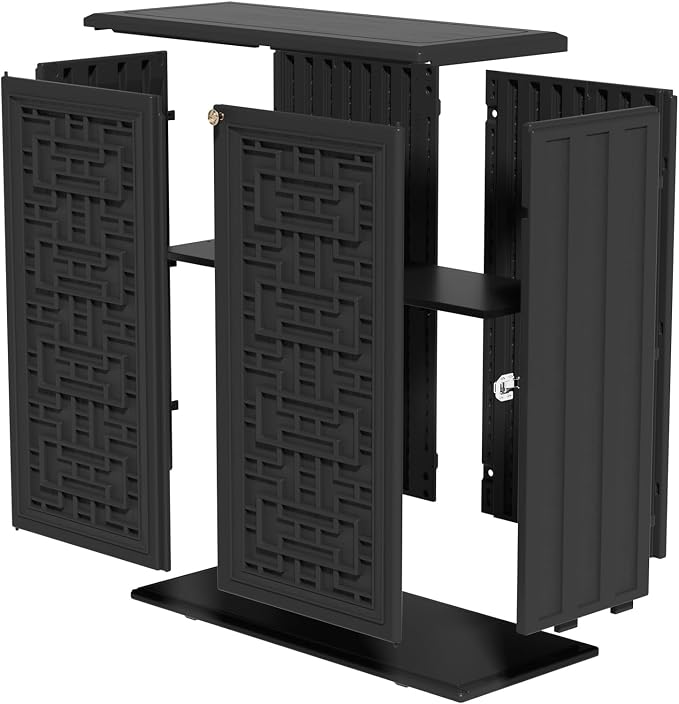 ZZM HDPE Outdoor Storage Shed, Outdoor Plastic Storage Cabinet, Horizontal Resin Tool Shed for Garden, All Weather Outdoor Storage Clearance, DIY Usage, with one Shelf (Black)