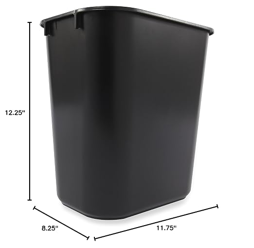 Rubbermaid Commercial Products Deskside Wastebasket/Trash Can, 3.25-Gallon/13-Quart, Black, Plastic, for Bedroom/Bathroom/Office, Fits Under Desk/Sink/Cabinet, Pack of 12