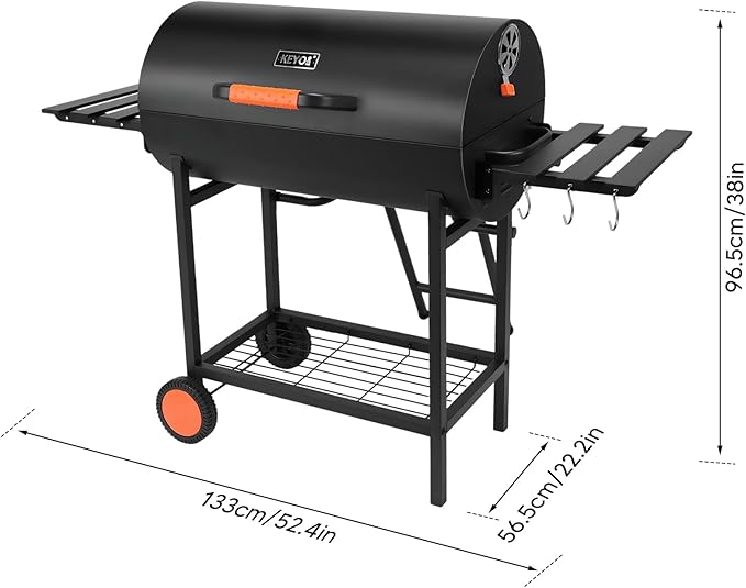 Extra Large Charcoal BBQ Grills, 871 Sq.In Dual-Sided Barbecue Grill with Foldable Side Tables & Wheels, Heavy Duty Outdoor Grill for Backyard Camping Patio Parties, Black