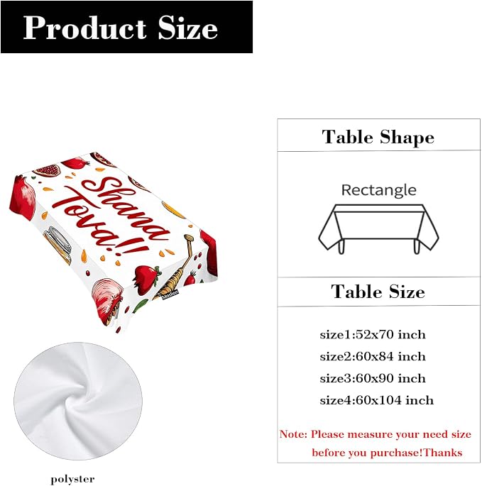 Moslion Tablecloth 60x104 Inch Rectangle Tablecloth for Picnic BBQ Kitchen