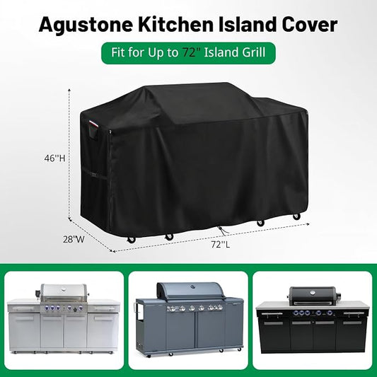 72 Inch Island Grill Cover, Outdoor BBQ Island Waterproof Cover | Heavy Duty Outdoor Large Kitchen Covers for Patio BBQ, 72"L x 28"W x 46"H